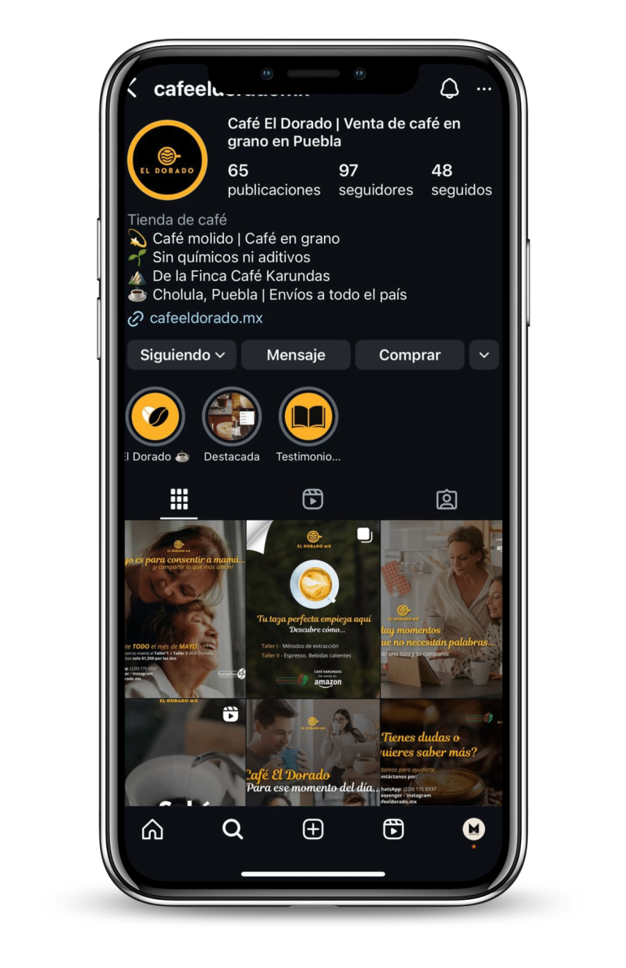 mockup de red social el dorado como parte de servicio de manejo de redes sociales en Puebla
