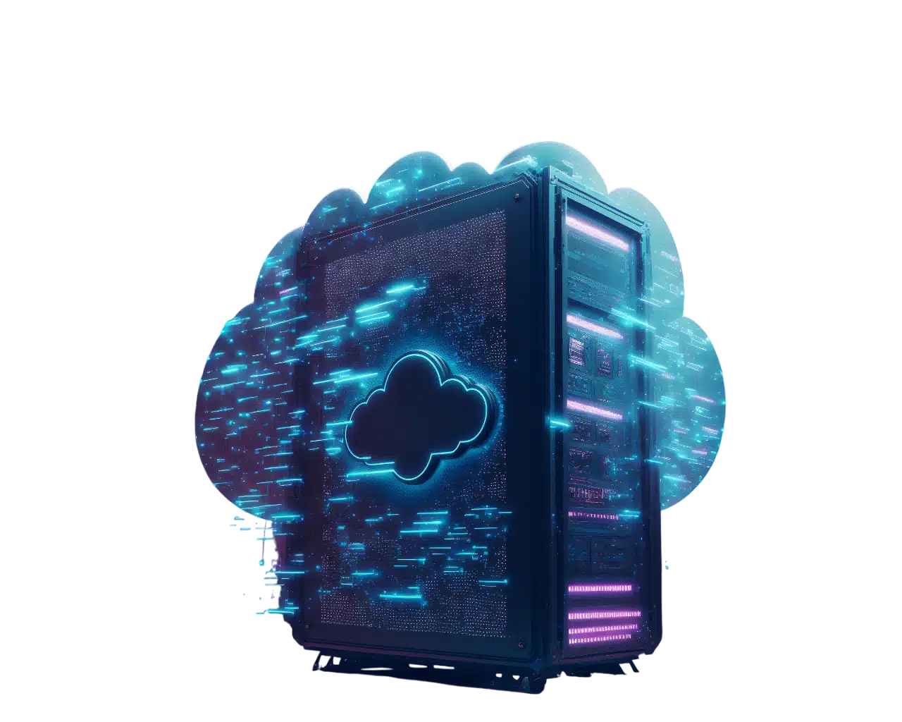 cpu de computadora con una nuble tecnologica sobre ella