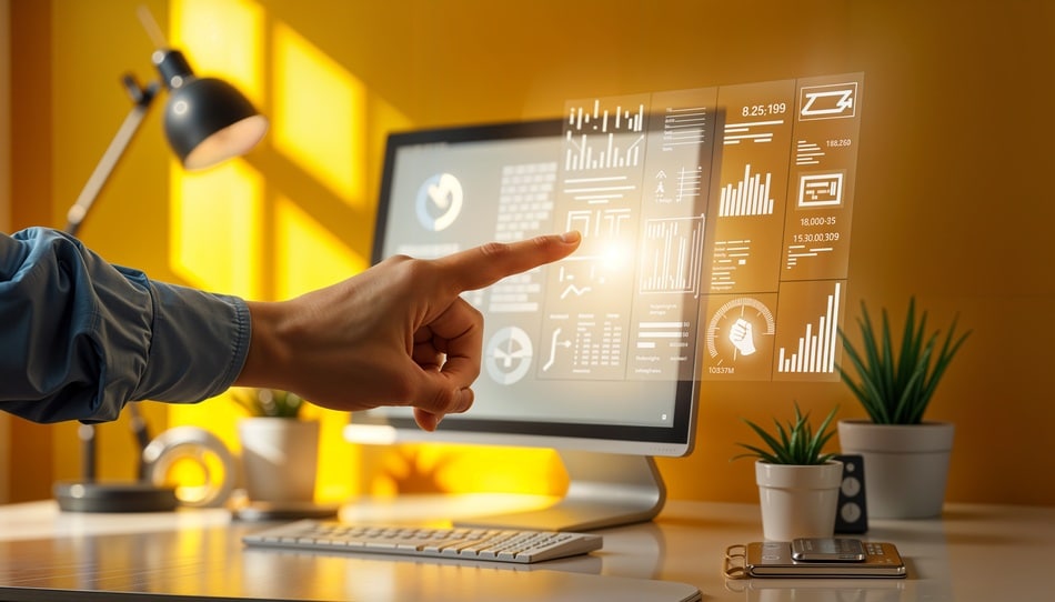 Pantalla con gráficos y analítica digital en una agencia de diseño de páginas web en Cholula y Puebla enfocada en innovación tecnológica.